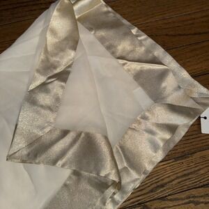 Marina Rinaldi 100%‎ Silk Stole NWT Ivory With Gold Trim Sasha Scarf 30" X 90"